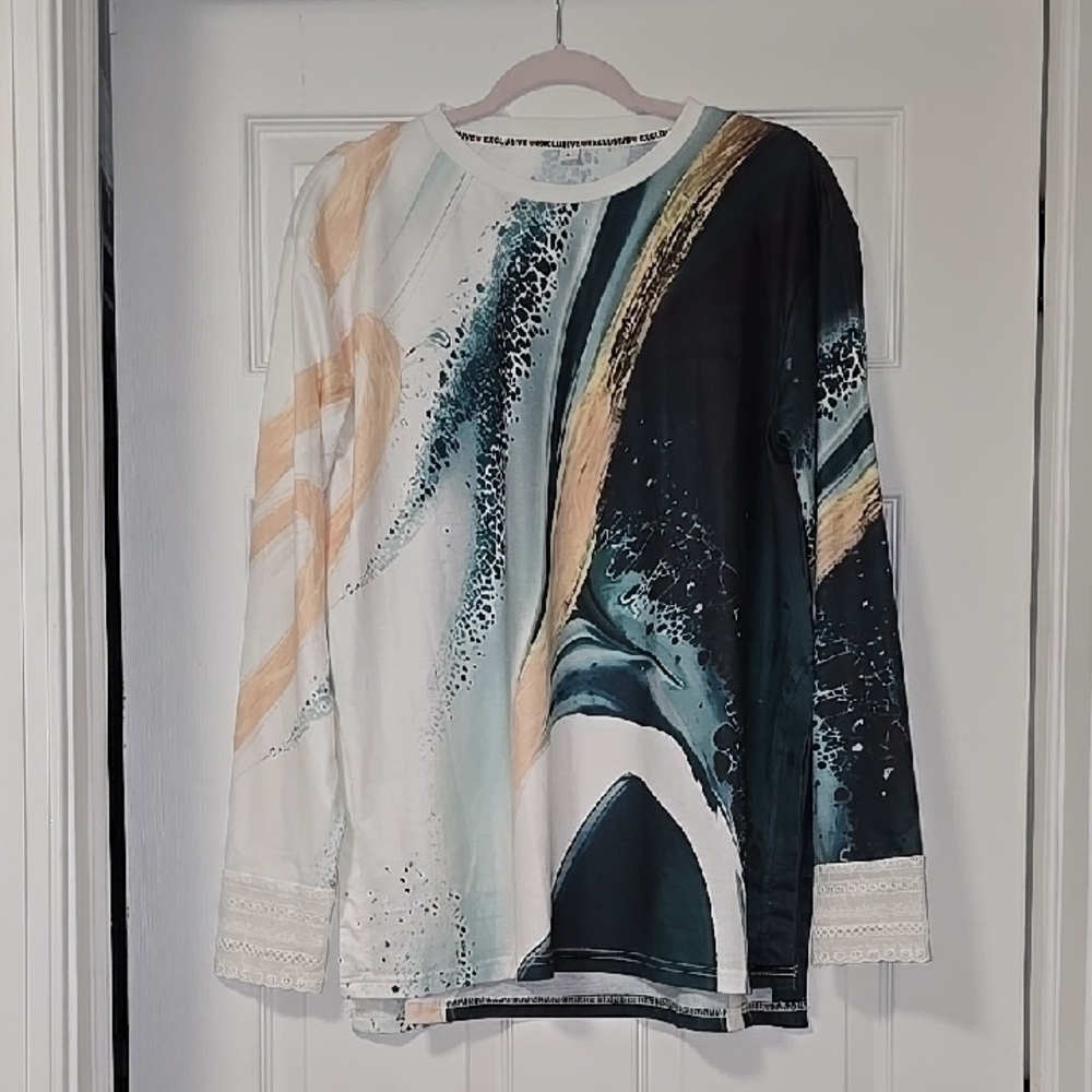 Abstract Print Long Sleeve Top